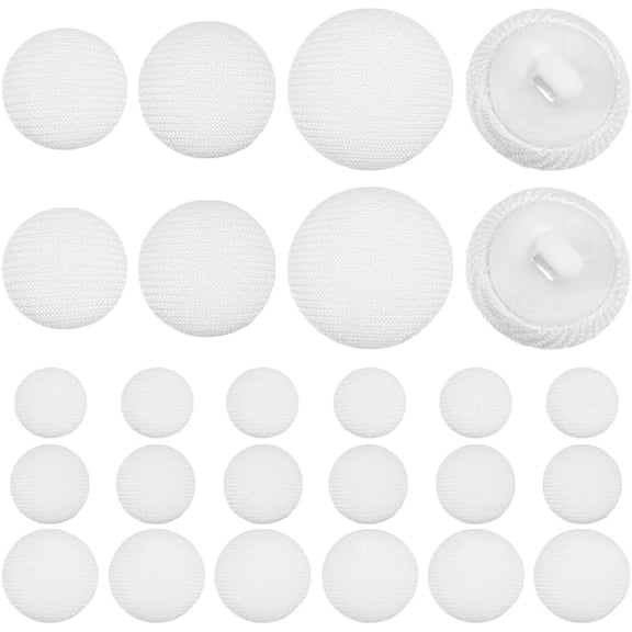 60Pcs Cloth Shank Buttons White 17x7mm White