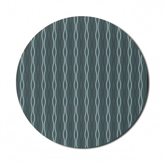 Blue Mouse Pad for Computers, Ocean Under the Sea Wave Lines Zebra Inspired Stipes Image, Round Non-Slip Thick Rubber Modern Gaming Mousepad, 8" Round, Almond Green Slate Blue, by Ambesonne