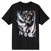Batman Joker and Batman Four Way Split Mirror Men's Black T-shirt-4XL