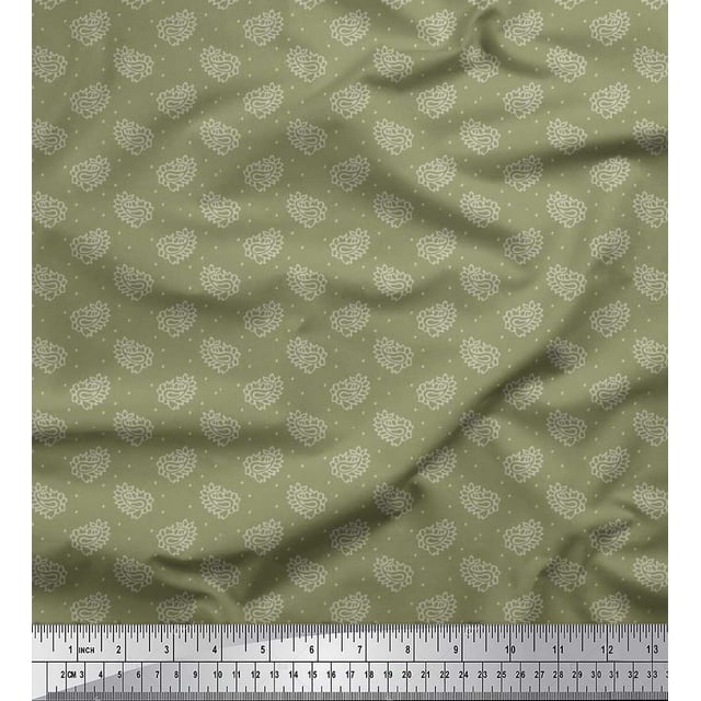 Soimoi Poly Georgette Fabric Dot & Paisley Decor Fabric Printed Yard 52 Inch Wide
