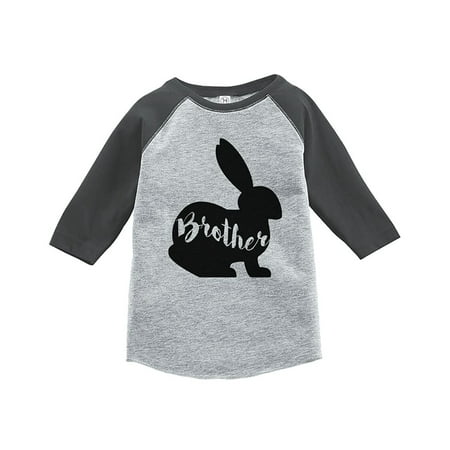Custom Baby Shirt - Custom Party Shop Baby Boy's Brother Bunny Happy Easter Grey Raglan - XL Youth (18-20) T-shirt