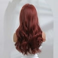 thumbnail image 4 of GXXGREAT Dark Red Wig For Women Red Long Straight Layered Realistic Hair Natural Synthetic Heat Wigs, 4 of 8