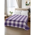 thumbnail image 2 of Purple Checkered Twim XL Size Flat Sheet, Wrinkleproof & Fadeproof Cooling Flat Bed Sheet Only, Farmhouse Buffalo Plaid Breathable Soft Bedding Top Sheets 66 x 102 Inches, 2 of 8