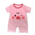thumbnail image 2 of 12-15 Monthes Newborn Baby Boy Girl Clothes Summer Outfits Infant Short Sleeve Romper Jumpsuit Bodysuit Cute Newborn Clothes for Girl Boy Pink, 2 of 3