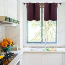 PiccoCasa 2Pcs Blockout Small Window Curtain Panel Kitchen Curtain, Burgundy 29 x 18 Inch
