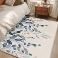 thumbnail image 5 of Navy Blue Eucalyptus Area Rugs Collection 2.7'x5', Farmhouse Weeping Leaves Linen Non Slip Indoor Rectangle Throw Runner Rug Floor Mat Carpet for Living Room Dining Table Bedroom Nursery, 5 of 9
