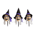 thumbnail image 2 of Light-Up Witch Head Yard Stake Halloween Decorations - 3 Pieces, 2 of 3
