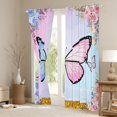 thumbnail image 3 of Feelyou Blue Pink Butterfly Blackout Curtains Set of 2 (52x84 Each), Dreamy Cartoon Animal Window Curtains, Romantic Rose Flower Curtains and Drapes, Blackout Curtains Room Decor, 3 of 6
