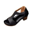 thumbnail image 2 of Women Sandals Chunky Heel Open Toe Ankle Straps Solid Color High Heel Shoes for Women Casual Outdoor Beach Vacation Holiday Fashion Black 39, 2 of 9