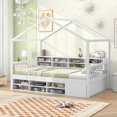 thumbnail image 1 of Costway Lit Cabane Format Simple Cadre de Lit Plateforme en Bois avec Toit et 14 Cubes de Rangement Blanc, 1 of 10