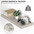 thumbnail image 5 of Floating Shelves - 24 Inch Rustic Wooden Wall Shelves - Extra Deeper & Thicker Wall Mounted Storage Shelf for Living Room, Kitchen, Farmhouse - 24" W x 9" D x 1.6" H - Rustic Grey, 2 Pack, 5 of 14