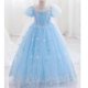 thumbnail image 3 of Vestido de princesa Elsa de Frozen para niñas, vestido largo de tul para fiesta de cumpleaños, 3 of 4