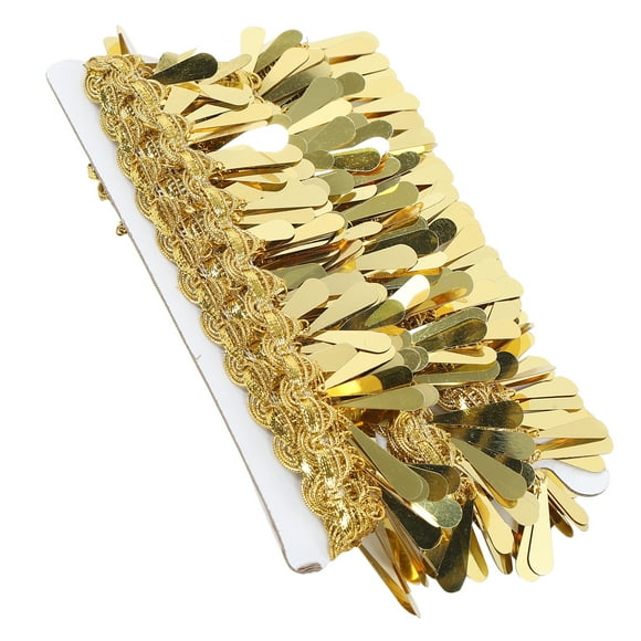 QIILU Waist Chain Gold Chain Waist Chain Gold Metal Applique Glitter Elastic Sequin Water Drop Shape Accessory Chain Belts For Women