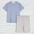 thumbnail image 5 of Efsteb Womens Pajamas Sets Two Piece Set Loose Summer Striped Round Neck Short Sleeve Tops Shorts Pajama Sets Sleepwear Casual Home Wear Sets (White,L), 5 of 5