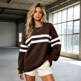 thumbnail image 4 of Women Varsity‑Style Striped Sweatshirt Oversized Long Sleeve Pullover Crew Neck Casual Fashion Tops, 4 of 5