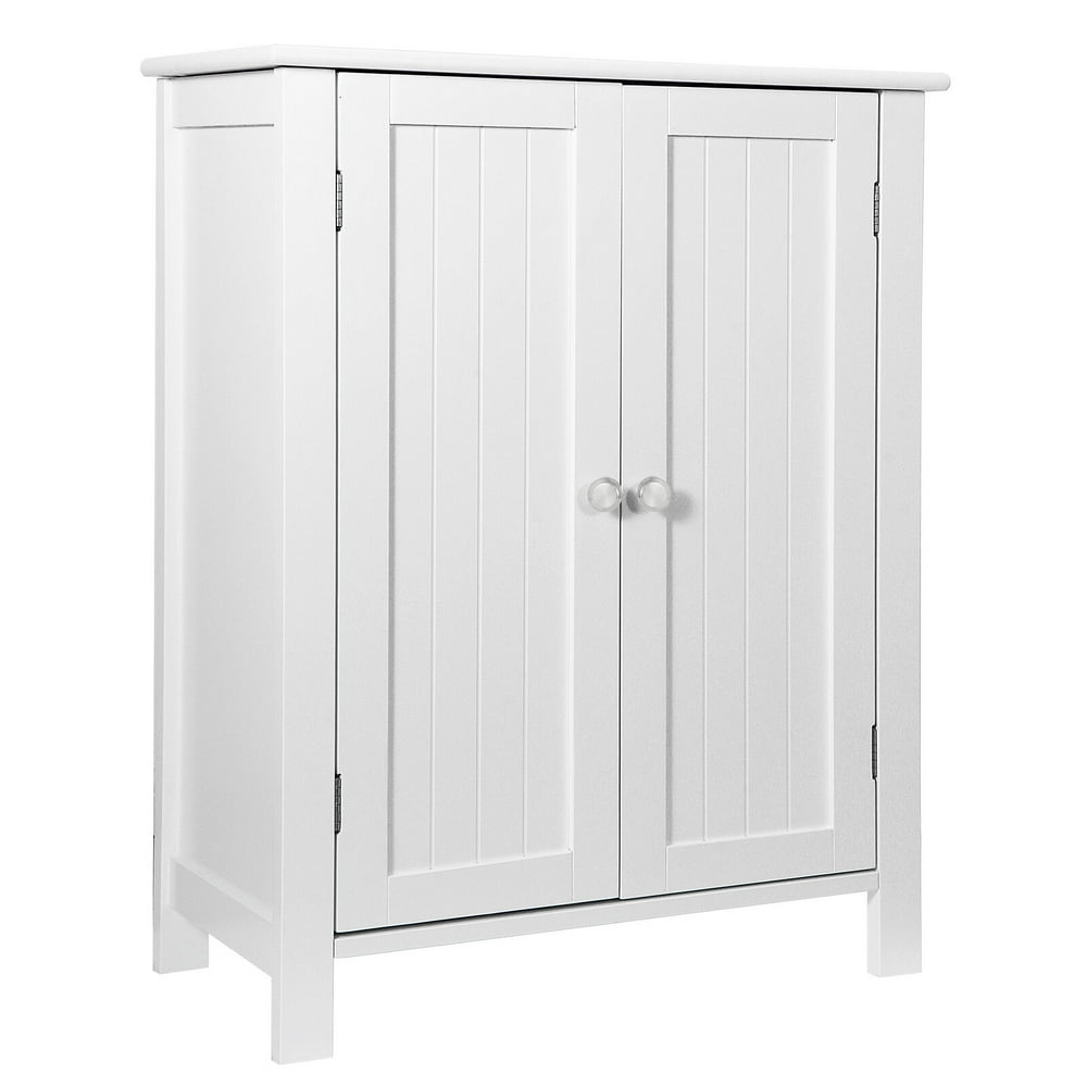 ZENSTYLE White Wooden Bathroom Floor Storage Cupboard 3 Shelves