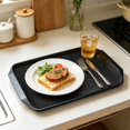 thumbnail image 2 of Ageoie Foodservice Products Cafe Cafeteria Tray Hicken Fast Food Serving Tray Colorful Plastic Cafeteria Trays Rectangular Serving Trays Restaurant Lunch for Kitchen Hotel Dinner Party, Black, 2 of 8