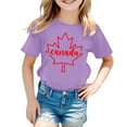 thumbnail image 4 of XDZJLR Tee-Shirt Fille Manches Courtes Été Col Rond Coupe Décontractée Basique Violet 8-9 Ans, 4 of 4