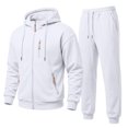 thumbnail image 2 of Dwelliawo Men's Tracksuits 2 Piece Set Solid Color Full Zip Fleece Hoodie Joggers Sport Pant Set Sweat Winter Suits with Pockets White XL, 2 of 7