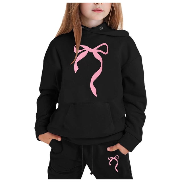 toraway Boy Outfit Set Size 7 Children's Hoodie Set with Bow Print 4-5 Years