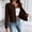 Brown, variant on Women Crew Neck Open Front Cropped Blazer Long Sleeve Stretch Solid Fashion Casual Ladies Daily Outerwear