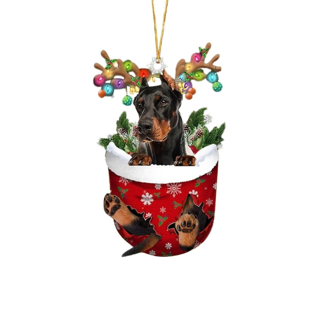 Decoraciones Del Árbol de Navidad Nuevos Lindos Calcetines de Navidad con Fronteras, Decoración Colgante Del Árbol de Navidad Del Perro, Regalo de Navidad, Regalos de Navidad Del Perro