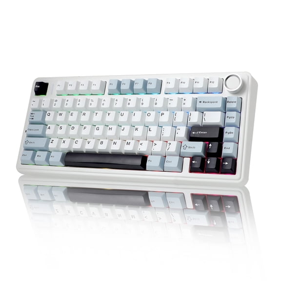 AULA F75 Wireless Mechanical Keyboard, Glacier Blue Tri-Mode 81 Keys Hot-Swappable Reaper Switches, RGB Backlit Compact Layout for PC/Laptop