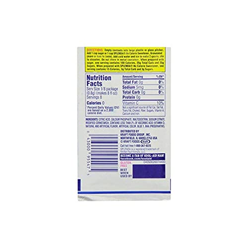 Kool-Aid Twists Ice Blue Raspberry Lemonade Unsweetened Soft Drink Mix, 0.22-Ounce Packets (Pack of 48)