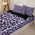 thumbnail image 3 of Castle Fairy Y2K Leopard Skull Zipper Queen Comforter Set with Fitted Sheet and 2 Pillowcases,Lilac Cheetah Silhouette Zipper Bedding Set,Lavender Black,4 Pieces,Black Reversible, 3 of 6