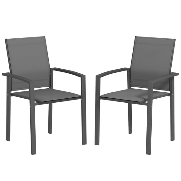 Outsunny Set of 2 Outdoor Garden Chairs, Stackable Patio Dining Chairs