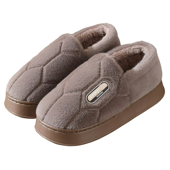 Mens Fuzzy Slippers Platform Anti-Slip Winter Booties Thick Cushion Memory Foam Indoor Outdoor Warm House Shoes White 8