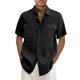 thumbnail image 2 of Designer Spring Summer Men's Casual Cotton Linen Solid Color Short Sleeve Shirts Loose Shirts XL, 2 of 5