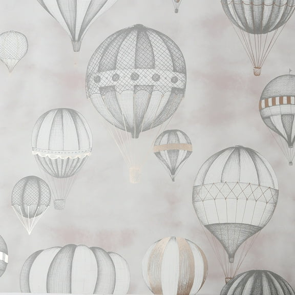 Sublime Balloon Fiesta Grey and Rose Gold Wallpaper - N/A
