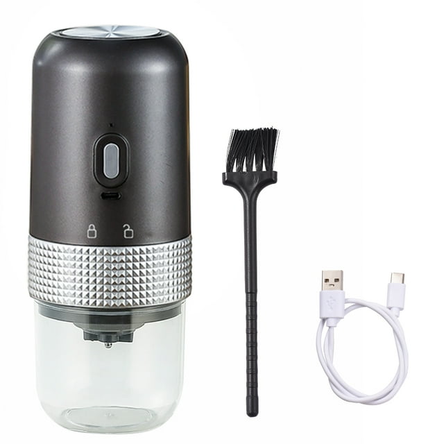 Moulin à Café Électrique Portable 13 W 200 ml Rechargeable par USB Réglage Réglable Moulin à Grains de Café Sans Fil avec Brosse de Nettoyage pour Voyage Camping Bureau Maison