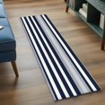 thumbnail image 4 of Dark Blue Washable Runner Rugs 2'x6', and Grey Stripe Abstract Minimalist Stripes Low Pile Throw Entryway Rug Non-Slip Sturdy Edge Binding Carpet for Indoor Bedside Entrance Bedside, 4 of 9