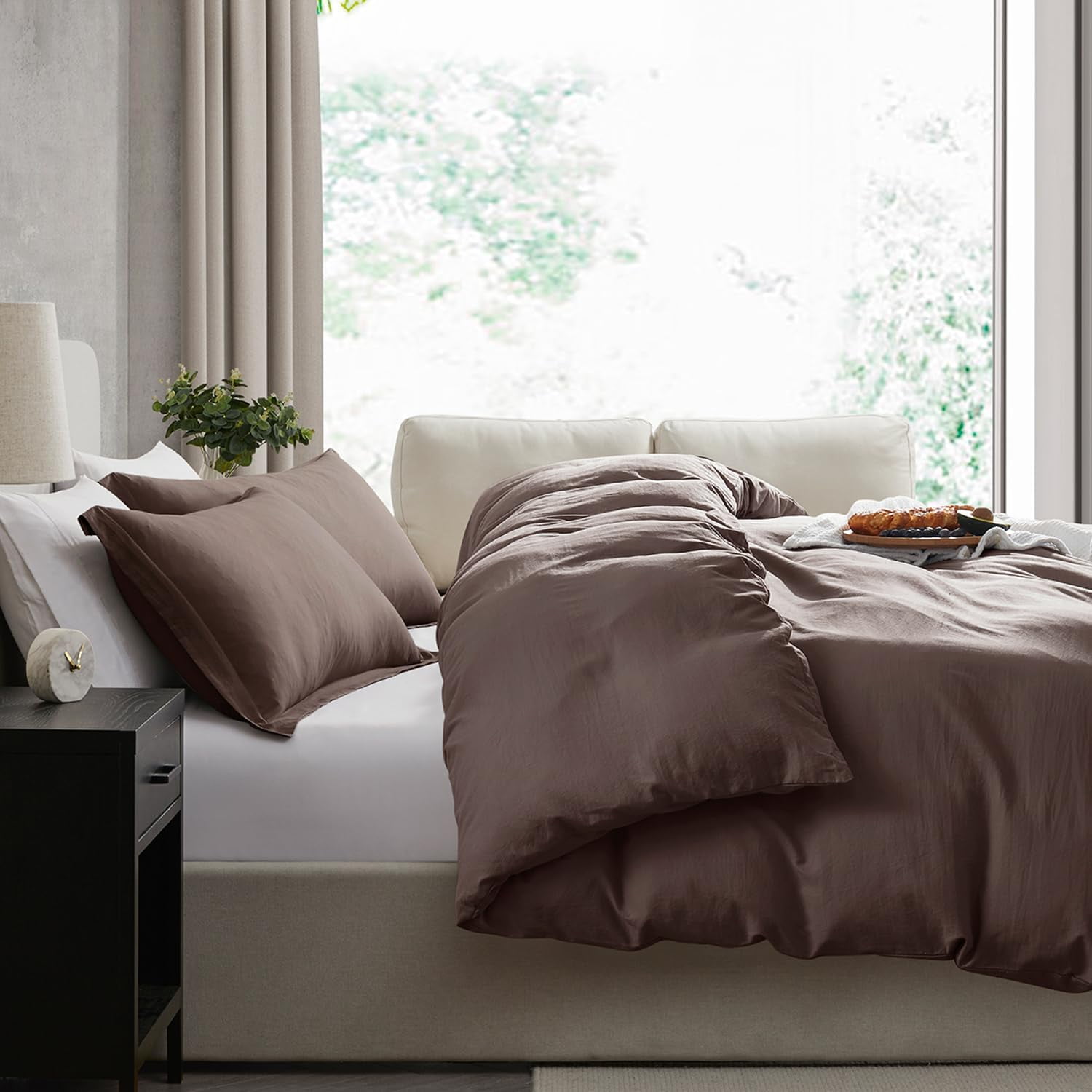 LammaLoe Duvet Cover Twin/Twin XL Size, Soft Prewashed 2-Piece Duvet Cover Bedding Set with 1 Pillow Sham, Chocolate Brown