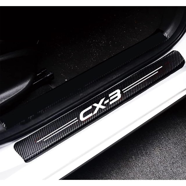 SHILIU-4PCS Compatible with Mazda CX-3 CX-5 Car Door Threshold Protection Sticker, Door Sill Plate Protectors Reflective 4D Carbon Fiber Sticker Decorative Door Entry Guard Door Sill Scuff Plate Film