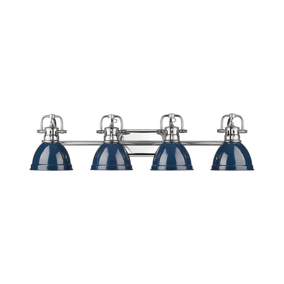 Yep by Golden Lighting Duncan 4-light Vanity in Chrome and Navy Blue shade