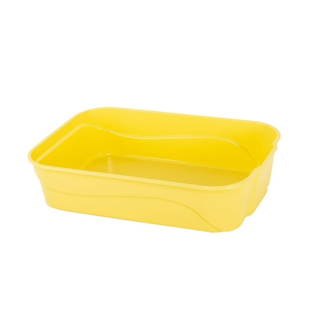 Cat High Side Sifting Open Prevent Sand Leakage Kitten Potty Tray for Kitty Rabbit Yellow