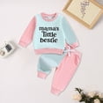 thumbnail image 2 of Towmus Baby Boy Girl Fall Clothes Set Color Block Long Sleeve Letter Print Sweatshirt Pants Toddler Outfits 12 18 24 Months 2T 3T, 2 of 4