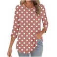 thumbnail image 7 of CHGBMOK Women Polka Dots T Shirt 3/4 Sleeve Crew Neck Tee Casual Dressy Blouses Loose Pullover Shirts, 7 of 7