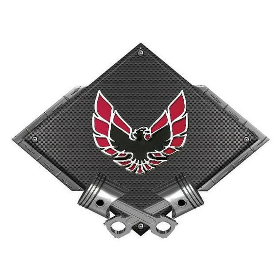 Pontiac Firebird Emblem Black Diamond Cross Pistons Steel Sign