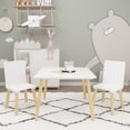 thumbnail image 2 of Sesslife Kids Table and Chairs Set, 3 Pieces Kids Square Table with 2 Chairs, Modern Wood Toddler Table and Chair Set, Sturdy Kids Play Table for Playroom Bedroom Kids Room, White, 2 of 9