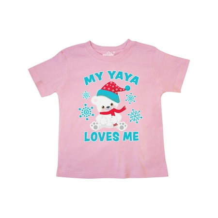 

Inktastic Polar Bear My Yaya Loves Me in Santa Hat with Snowflakes Gift Toddler Boy or Toddler Girl T-Shirt