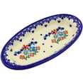 thumbnail image 1 of Polish Pottery 7¼-inch Condiment Dish (Hearts And Flowers Theme) Hand Painted in Boleslawiec, Poland + Certificate of Authenticity, 1 of 6
