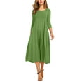 thumbnail image 2 of Sngxgn Women's Summer Long Sleeve Dress Crewneck Lace Flowy Tiered Midi Dresses(Green,L), 2 of 6