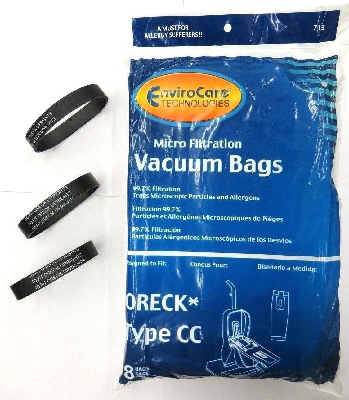 Replacement Type CC Vacuum Bags For Oreck U4120H2R Intellashield Upright 8pk 