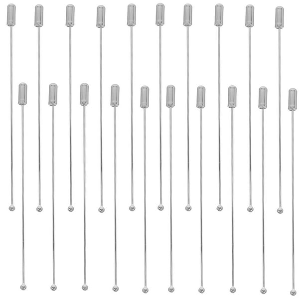 20 alfileres para ojal: alfiler de ramillete metálico recto para ropa, con topes de acero inoxidable, ideal para suéteres, sombreros y solapas.