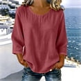 thumbnail image 3 of cocolona Womens Summer Tops 3/4 Sleeve Crew Neck Shirts Dressy Casual Loose Pullover Blouses, 3 of 5