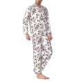 thumbnail image 2 of Honeii Rose Flowers Pattern Mens Pajamas Set,2pcs Men's Lounge Long Sleeve Sleep Shirt and Pajama Bottoms Sleepwear Set,Mens Pjs Sets-X-Large, 2 of 7